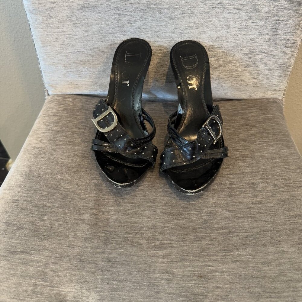 Christian Dior Spring 2004 Vintage Black Logo Heels
